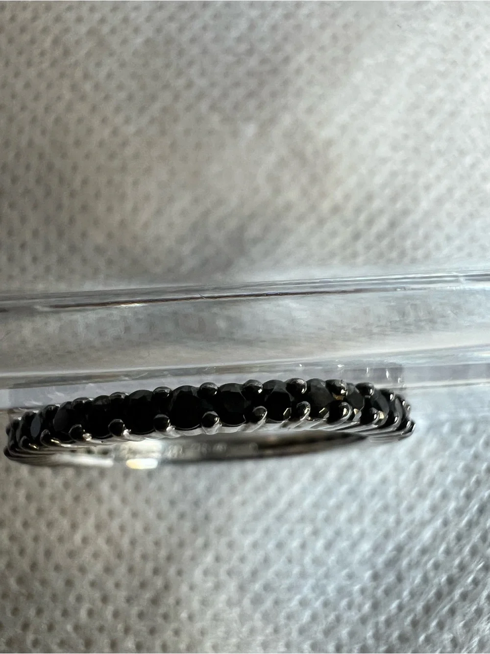 925 Sterling Silver All Around Black Gemstone  Ring